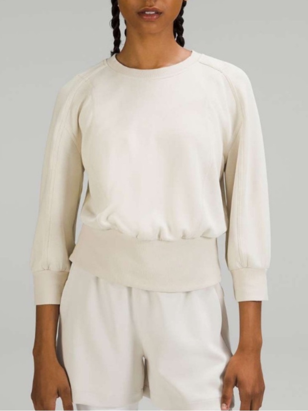Lululemon Softstreme Ribbed - Hem Pullover Natural Ivory Cream 8